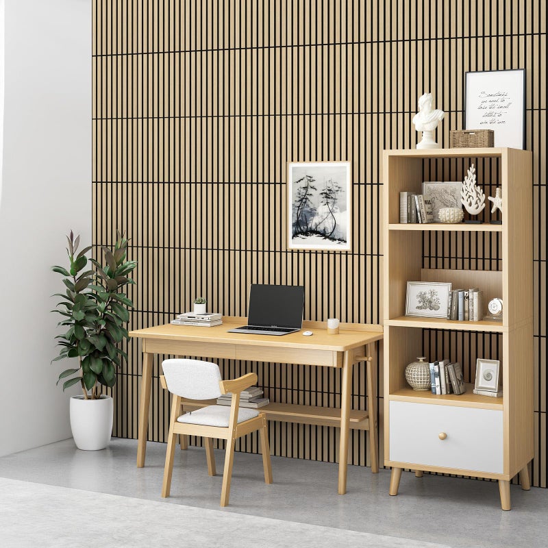 WADILE Peel and Stick Wood Slat Wall Panels 11.8" x 15.7" Decorative Acoustic Panels, Soundproof PVC Slatted Wall Panels for Living Room Bedroom Accent Wall, 8 Pack - Image 3