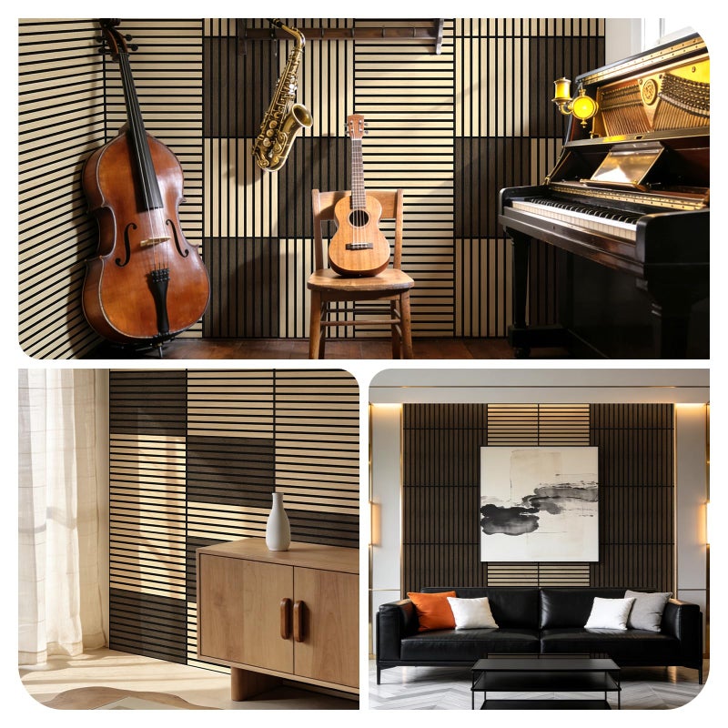 WADILE Peel and Stick Wood Slat Wall Panels 11.8" x 15.7" Decorative Acoustic Panels, Soundproof PVC Slatted Wall Panels for Living Room Bedroom Accent Wall, 8 Pack - Image 4
