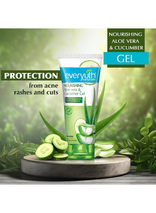 إيفريوث ناتشرالز جل الصبار والخيار المغذي بالصبار والخيار|يحمي من حب الشباب والجروح والطفح الجلدي|عناية منعشة وملطفة|خالي من البارابين|لبشرة دهنية وجافة وعادية ومختلطة وحساسة - 150 جم - Image 3