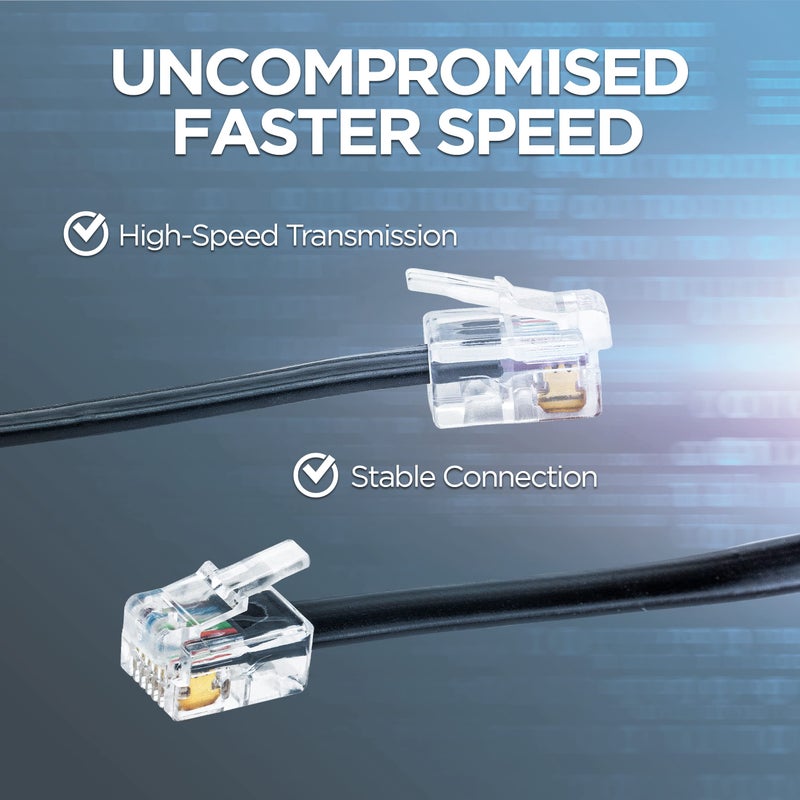 Volcora [2 Pack 5 Feet RJ11 / RJ12 Data Cable - Heavy Duty 6-Pins High-Speed Extension for Cash Register Drawer, Telephone, Modem, Fax, Printers, and More - Drawer Cable for Voice and Data - Image 3