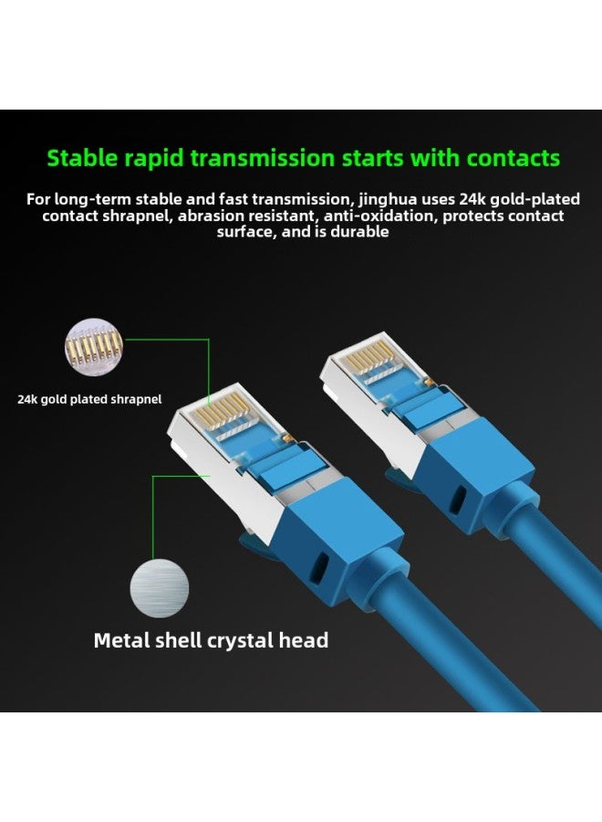 Jinghua Super Class 6 Gigabit Network Line Cat6 Pure Copper Double Shielded Finished Network Line Class 6 Network Broadband Jumper-Color:1 M