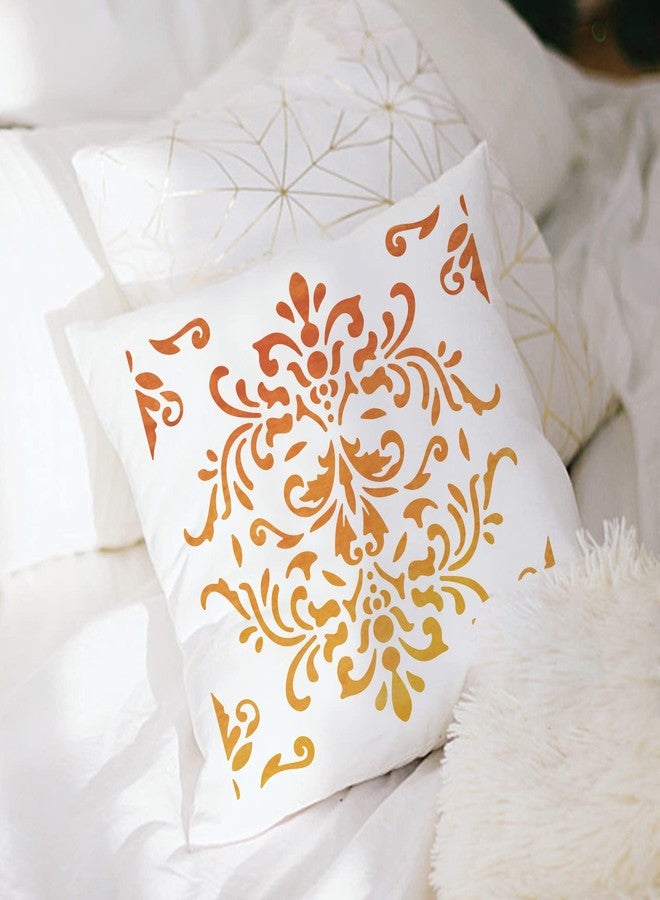 MAYJOYDIY Damask Stencil 11.8×11.8 inch Vintage Frame Decor Stencils Reusable Durable Damask Drawing Stencils Repeating Wall Stencil for Painting On Wood Canvas Tile - Image 4