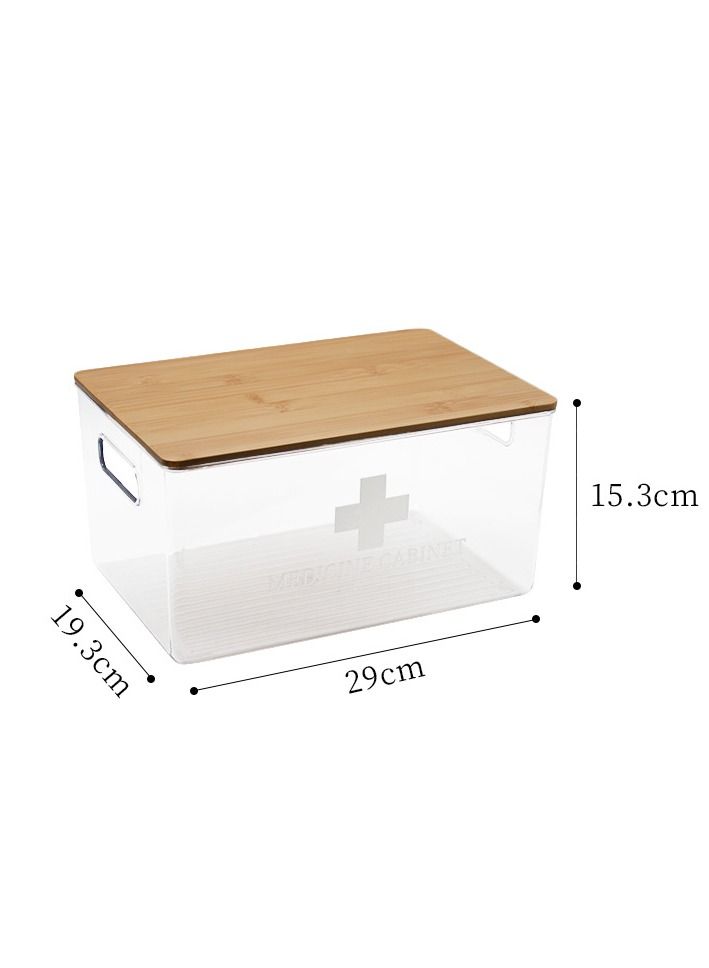 Arabest Home Medicine Box Transparent  with Bamboo Lid - Image 1