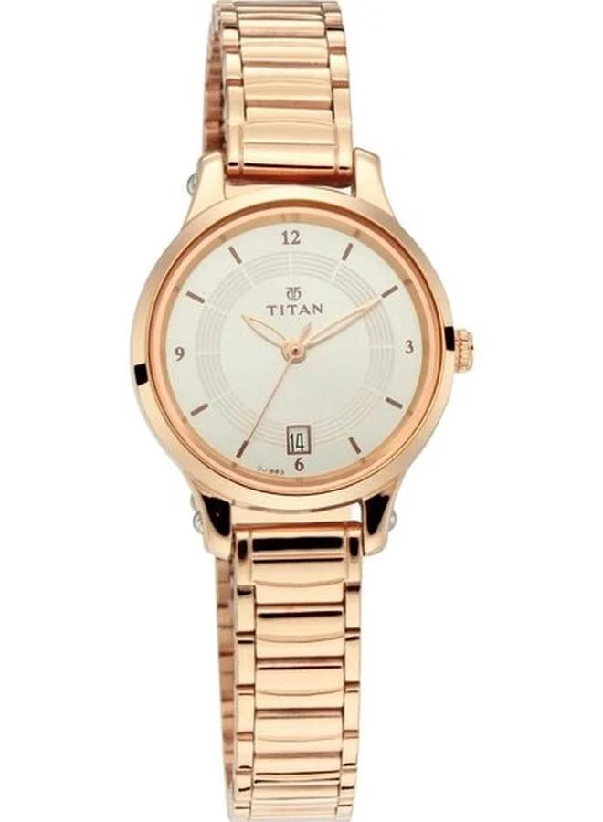 TITAN Women's Analog Display Watch With Rose Gold Stainless Steel Strap - 2602WM01