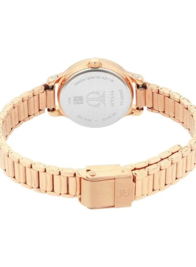 TITAN Women's Analog Display Watch With Rose Gold Stainless Steel Strap - 2602WM01