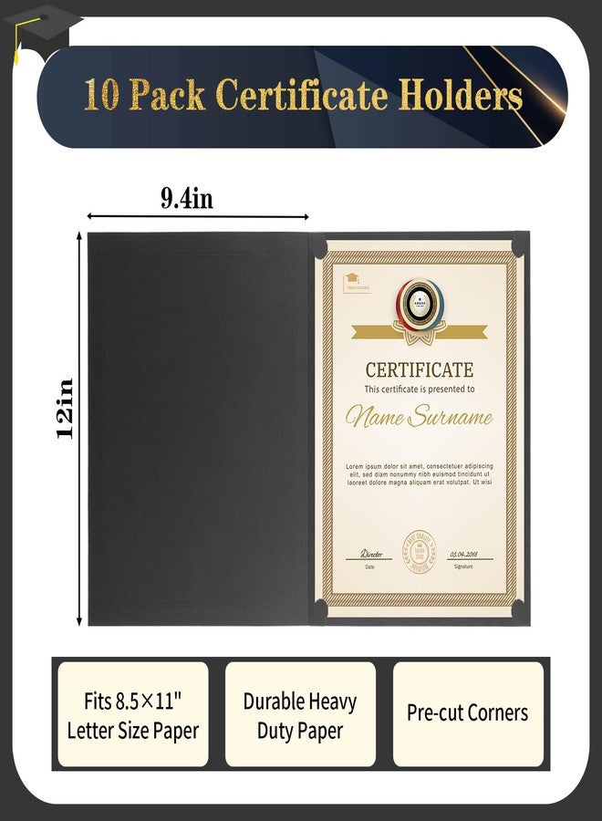 Coidea Certificate Holders, Black Diploma Holders, 10 Pack Certificate Covers for Letter Size 8.5 x 11 Certificate Paper with Gold Foil Border, Cardstock, Award, Graduation, Documents - Image 2