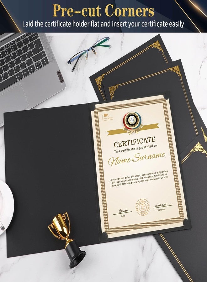 Coidea Certificate Holders, Black Diploma Holders, 10 Pack Certificate Covers for Letter Size 8.5 x 11 Certificate Paper with Gold Foil Border, Cardstock, Award, Graduation, Documents - Image 4