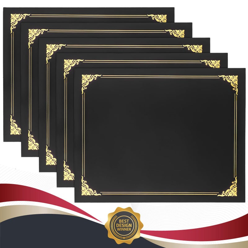 Coidea Certificate Holders, Black Diploma Holders, 10 Pack Certificate Covers for Letter Size 8.5 x 11 Certificate Paper with Gold Foil Border, Cardstock, Award, Graduation, Documents - Image 1