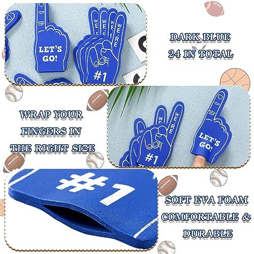 Sinmoe 24 Pcs Mini Foam Finger Baseball Fan Mini Foam Finger, We're #1 Sports Themed Party Supplies for Baseball Hockey Football Basketball Events Team Gifts(Dark Blue) - Image 3