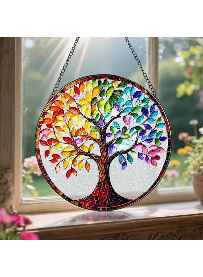 LAOWEIKI 8'' Tree of Life Sun Catcher Ornament, Stained Glass Window Hanging, Suncatchers for Windows Hanging Ornaments, Window Decor | Housewarming Gift, Gifts for Mom & Grandma - Image 5