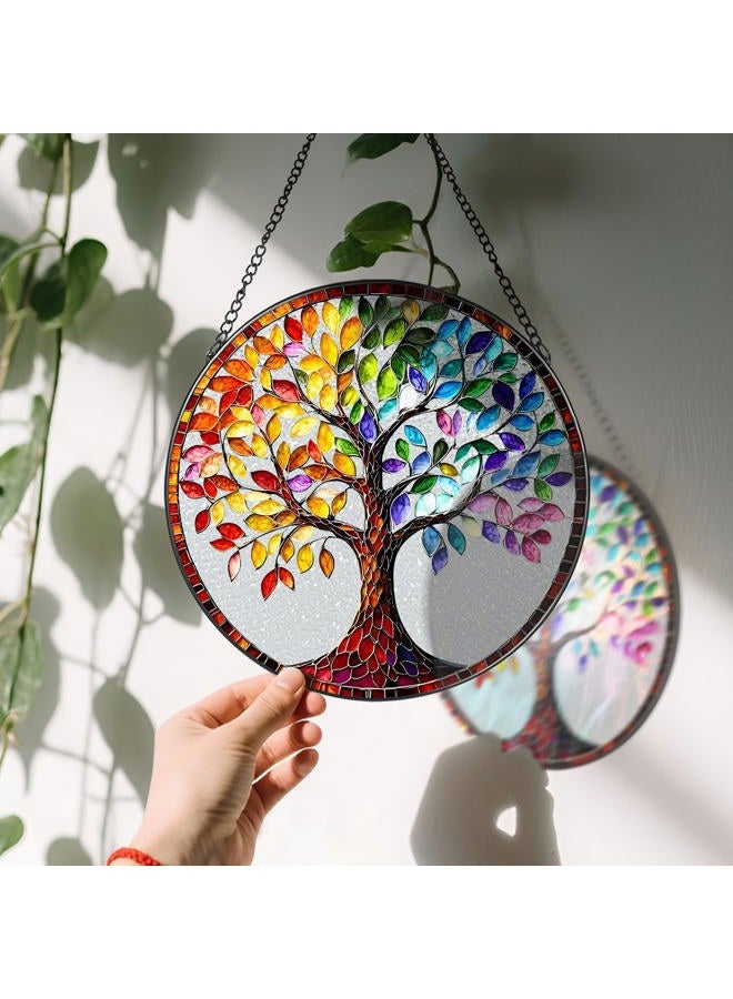 LAOWEIKI 8'' Tree of Life Sun Catcher Ornament, Stained Glass Window Hanging, Suncatchers for Windows Hanging Ornaments, Window Decor | Housewarming Gift, Gifts for Mom & Grandma - Image 3