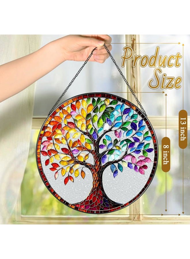 LAOWEIKI 8'' Tree of Life Sun Catcher Ornament, Stained Glass Window Hanging, Suncatchers for Windows Hanging Ornaments, Window Decor | Housewarming Gift, Gifts for Mom & Grandma - Image 4
