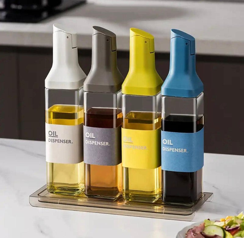 ZUGAD 500ml Olive Oil Dispenser Clear Soy Sauce Container Oil Vinegar Bottle with Automatic Lid Opening and Closing Drip Free Spout Olive Oil Dispenser for Kitchen Cooking 1Pcs Multicolor - Image 1