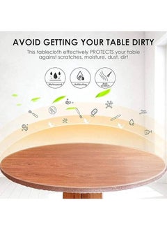 Indoor Outdoor Heavy Duty Premium Clear Transparent Round Fitted Vinyl Tablecloth, Elastic Edge, Waterproof Wipeable, Fine Table Plastic Protector of Diameter - 10 Pieces (120-160 cm) - pzsku/ZDDAE0631793715E389D9Z/45/_/1736168332/929f18fc-b76b-4811-9322-d21304d62342