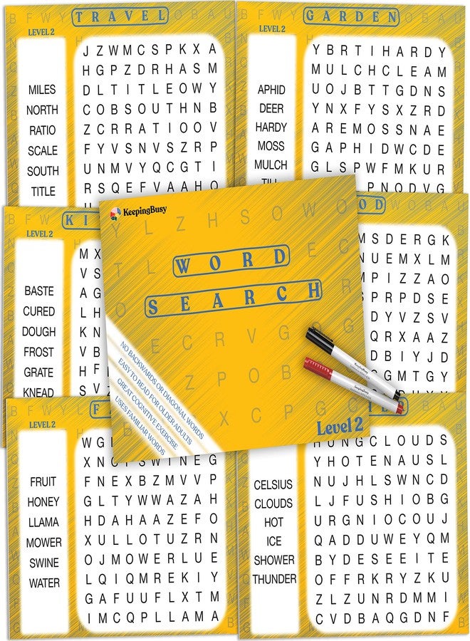 Keeping Busy Word Search Puzzles for Older Adults with Dementia - Reusable with Markers for Alzheimers Patients - Large Print for Seniors - Engaging Alzheimer’s and Dementia Activities (Level 2) - Image 1