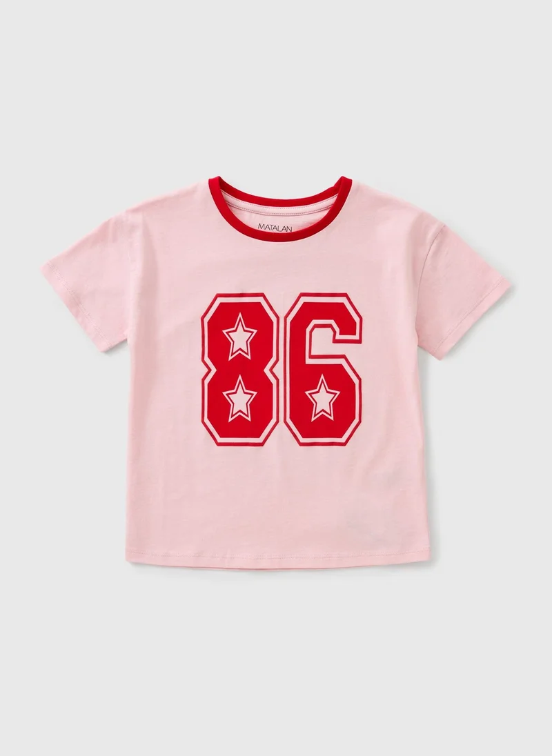 Matalan Girls Pink 86 Varsity T-Shirt