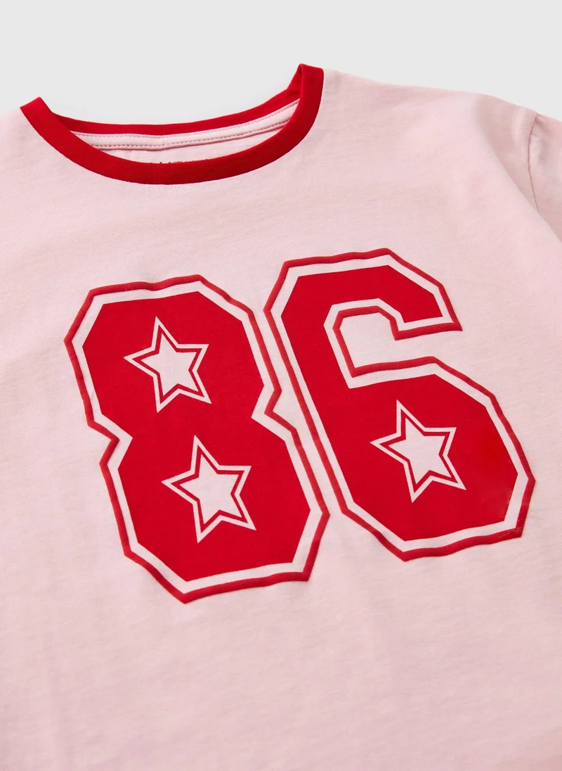 Matalan Girls Pink 86 Varsity T-Shirt