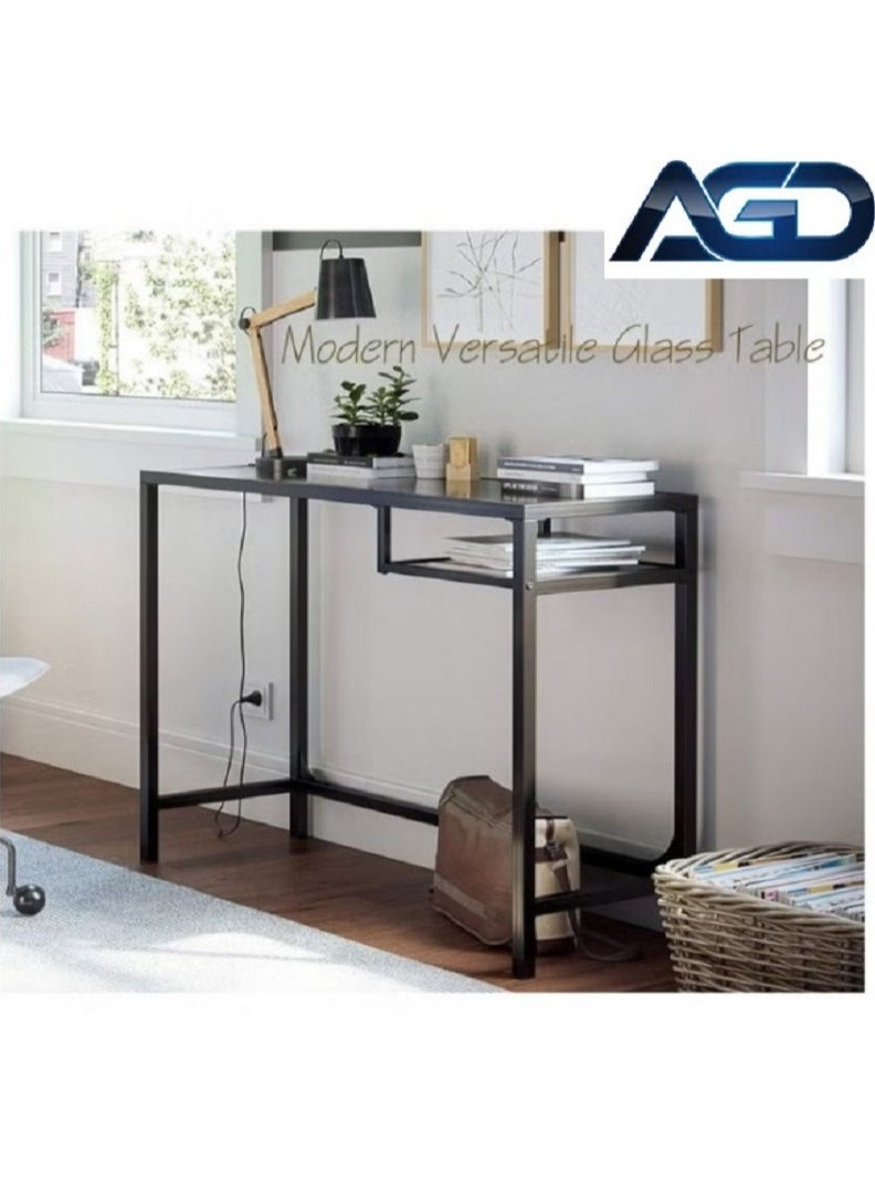AGD Coffee corner with storage space, glass top and reinforced metal frame, side buffet with modern design with drawer, decorative center table for the home  - Image 4