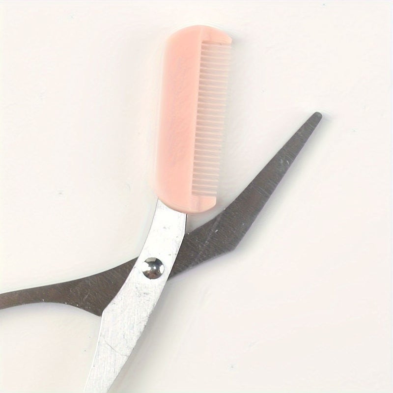 Pink Stainless Steel Eyebrow Scissors With Builtin Comb Precise Durable For Women - Image 5