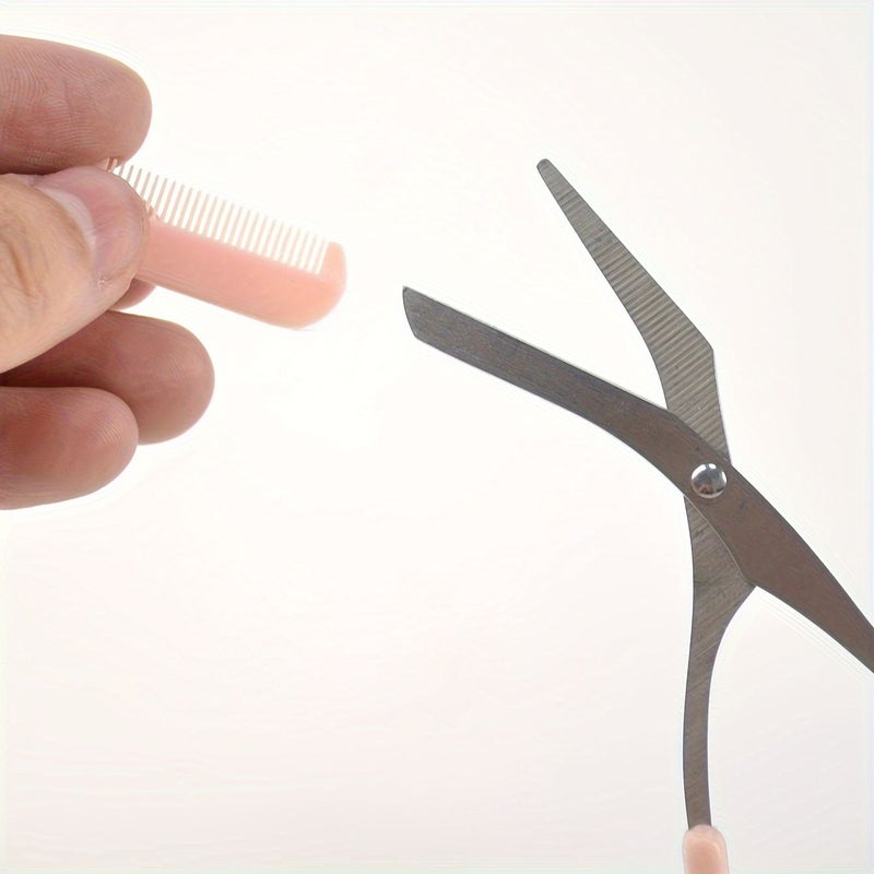 Pink Stainless Steel Eyebrow Scissors With Builtin Comb Precise Durable For Women - Image 2