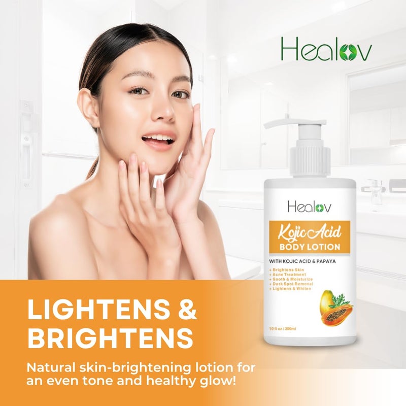 Herblov Kojic Acid Lotion â€“ Skin Brightening Body Lotion for Age Spots, Hyperpigmentation, Intimate Areas â€“ Dark Spot Remover, Reduces Acne, Scars and Evens Tone â€“ Kojic Acid Cream for Brighter, Glowing Look - Image 4