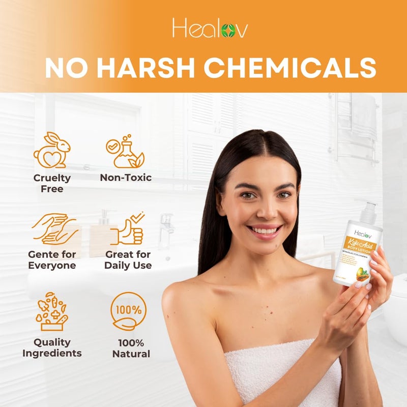 Herblov Kojic Acid Lotion â€“ Skin Brightening Body Lotion for Age Spots, Hyperpigmentation, Intimate Areas â€“ Dark Spot Remover, Reduces Acne, Scars and Evens Tone â€“ Kojic Acid Cream for Brighter, Glowing Look - Image 5