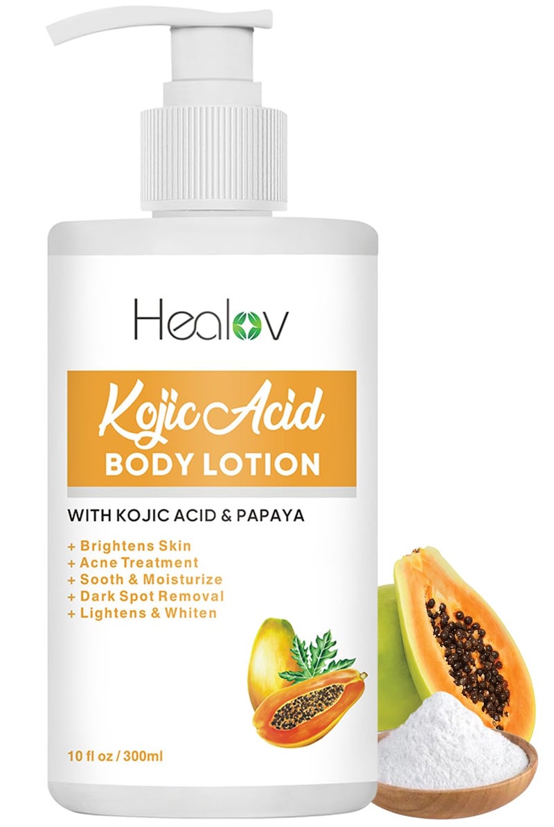 Herblov Kojic Acid Lotion â€“ Skin Brightening Body Lotion for Age Spots, Hyperpigmentation, Intimate Areas â€“ Dark Spot Remover, Reduces Acne, Scars and Evens Tone â€“ Kojic Acid Cream for Brighter, Glowing Look - Image 1