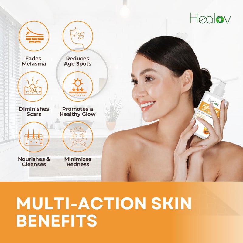 Herblov Kojic Acid Lotion â€“ Skin Brightening Body Lotion for Age Spots, Hyperpigmentation, Intimate Areas â€“ Dark Spot Remover, Reduces Acne, Scars and Evens Tone â€“ Kojic Acid Cream for Brighter, Glowing Look - Image 2