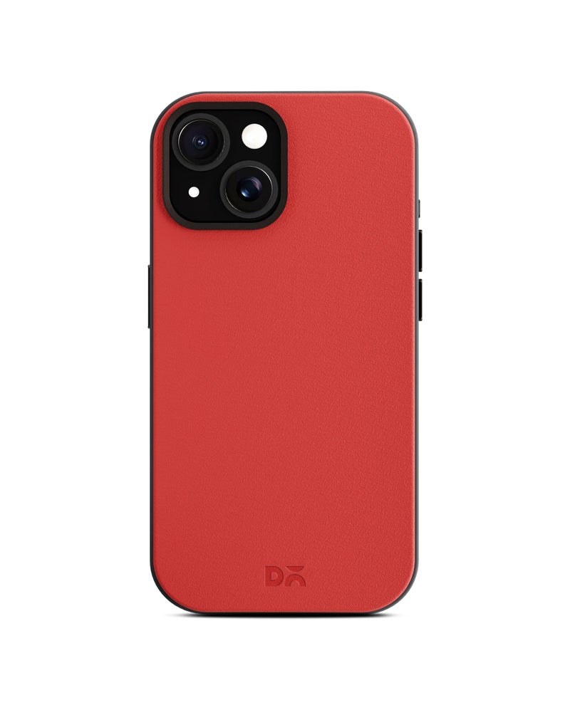 DailyObjects Leatherite Case for iPhone 15 Plus Compatible with Mag-Safe Wireless Charging | Crimson-Grey Hybrid Magnetic Back Cover - Image 1