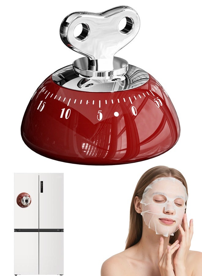 60-Minute Mechanical Timer with Loud Alarm & Strong Magnetic Back, Visual Countdown Clock for Cooking, Study, Fitness, and Classroom Use (Red) - Image 1