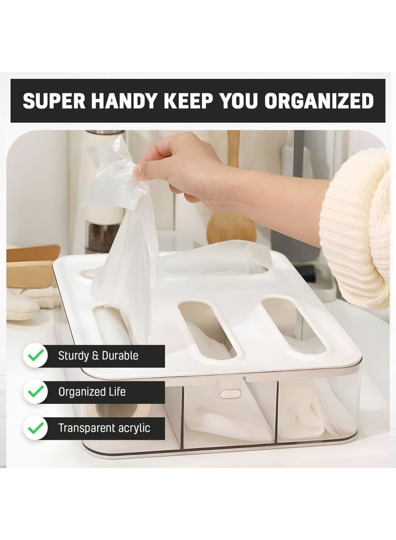 SYOSI منظم أكياس تخزين الطعام، حامل أكياس بلاستيكي للمطبخ بـ 4 فتحات مع ملصقات لأكياس الجالون والكوارت والسندويتش والوجبات الخفيفة والأكياس المنزلقة، منظم درج للمخزن أو سطح الطاولة - Image 3