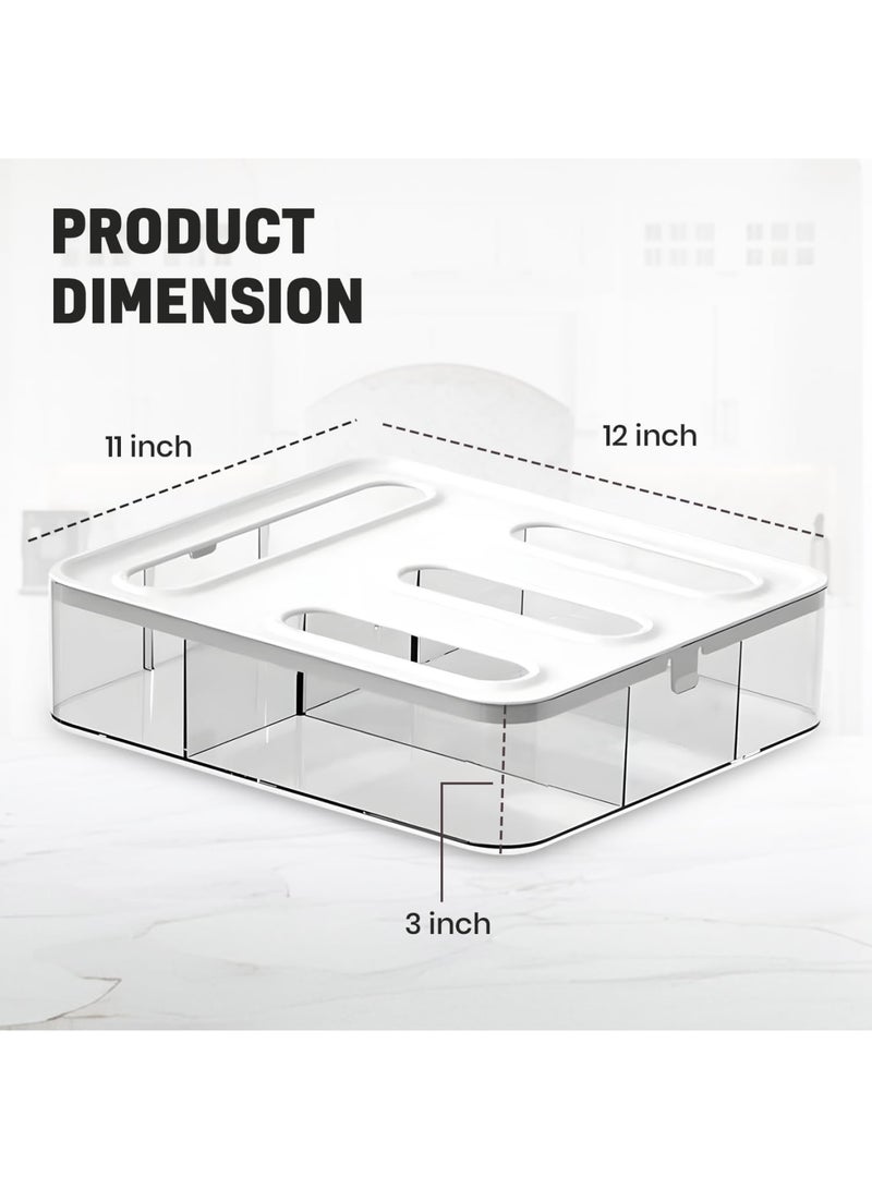 SYOSI منظم أكياس تخزين الطعام، حامل أكياس بلاستيكي للمطبخ بـ 4 فتحات مع ملصقات لأكياس الجالون والكوارت والسندويتش والوجبات الخفيفة والأكياس المنزلقة، منظم درج للمخزن أو سطح الطاولة - Image 2