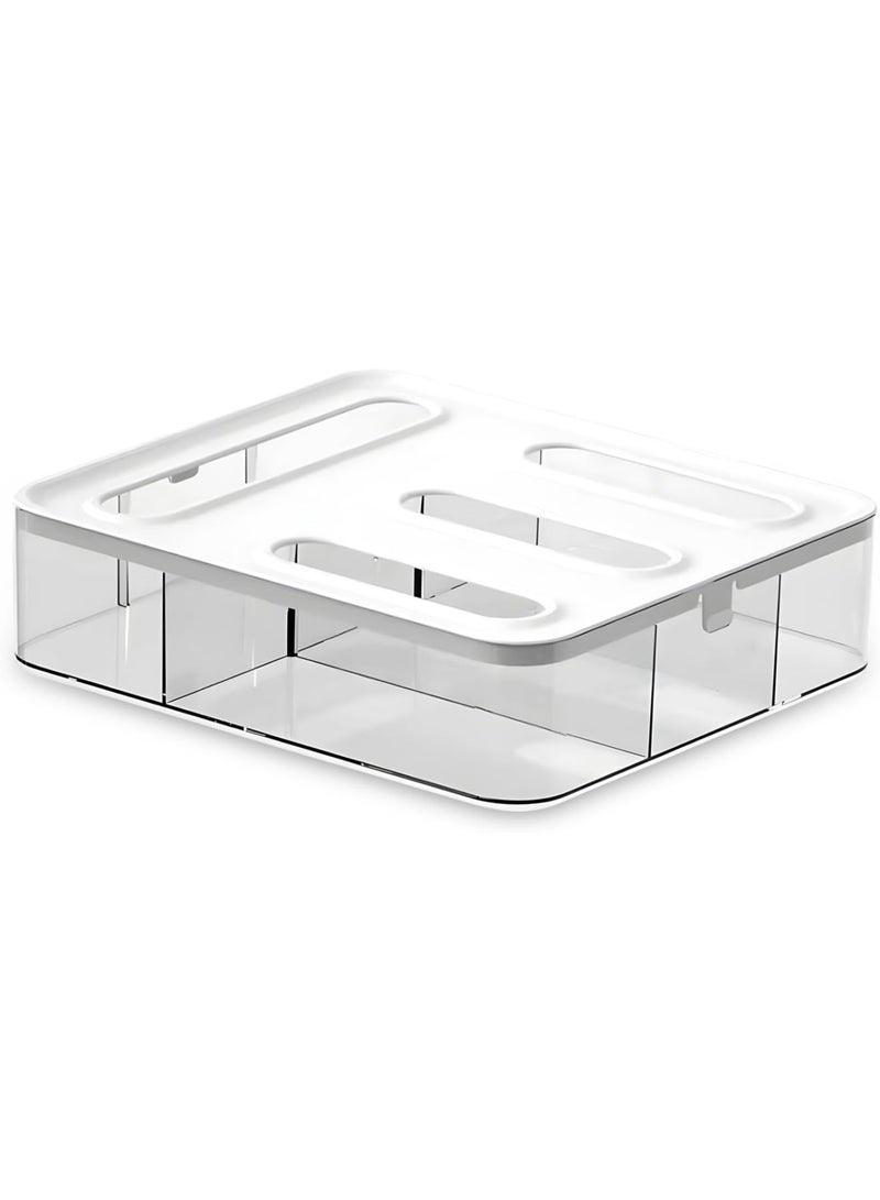 SYOSI منظم أكياس تخزين الطعام، حامل أكياس بلاستيكي للمطبخ بـ 4 فتحات مع ملصقات لأكياس الجالون والكوارت والسندويتش والوجبات الخفيفة والأكياس المنزلقة، منظم درج للمخزن أو سطح الطاولة - Image 1