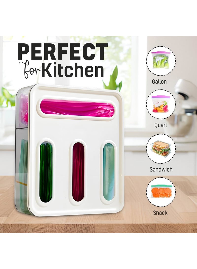 SYOSI منظم أكياس تخزين الطعام، حامل أكياس بلاستيكي للمطبخ بـ 4 فتحات مع ملصقات لأكياس الجالون والكوارت والسندويتش والوجبات الخفيفة والأكياس المنزلقة، منظم درج للمخزن أو سطح الطاولة - Image 5
