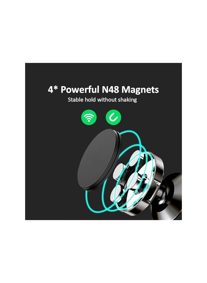 Green Tiger Magnetic Car Phone Holder for Dashboard – 360° Adjustable Mount with 4 N52 Magnets, 3M Adhesive & 2 Metal Plates, Compatible with iPhone 15 Pro Max/Samsung S23 Ultra/Huawei P60 (Black) - Image 5