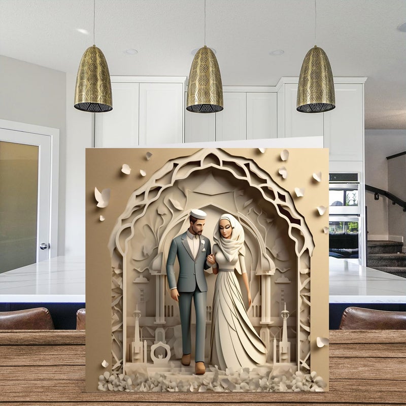 Stuff4 Charming Muslim Islamic Nikkah Wedding Congratulations Card  Nikkah Mubarak  Stunning Wedding Congratulations Card for Women Men Her Him 57 Inch Marriage Greeting Cards NOT 3D or Pop Up - Image 3