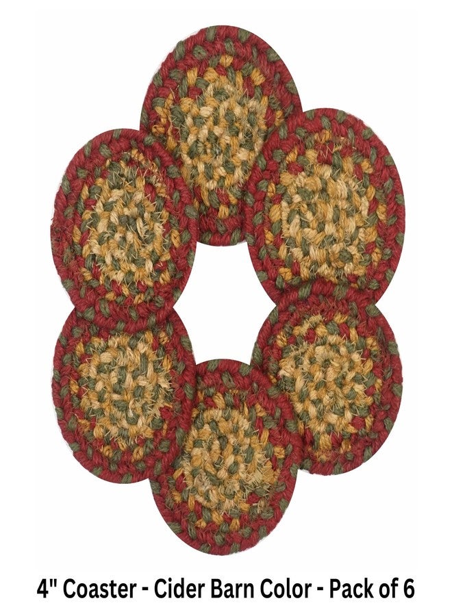 Homespice Cider Barn Jute Braided Coasters 4", Warm Country Rustic Decor, Set of 6, Red - Durable, Absorbs Moisture, Easy to Clean and Protects Furniture - Image 5