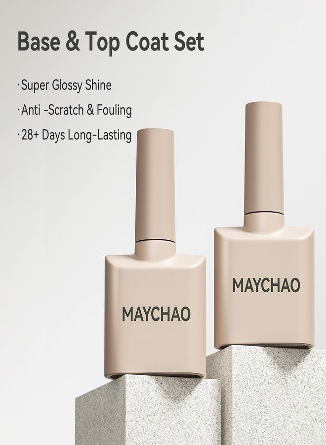 MAYCHAO 15ml 2 Pcs Glassy Gel Top Coat and Base Coat Set,No Wipe Foundation Combination for UV Light Cure Nail Polish - Image 2