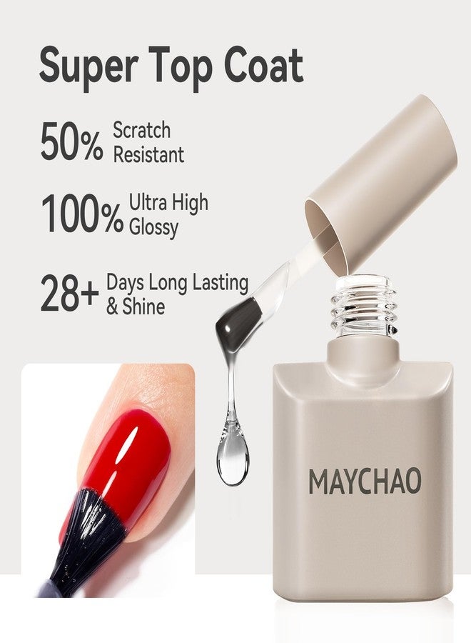 MAYCHAO 15ml 2 Pcs Glassy Gel Top Coat and Base Coat Set,No Wipe Foundation Combination for UV Light Cure Nail Polish - Image 5