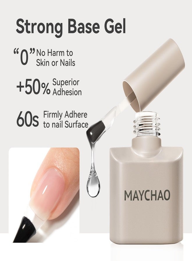 MAYCHAO 15ml 2 Pcs Glassy Gel Top Coat and Base Coat Set,No Wipe Foundation Combination for UV Light Cure Nail Polish - Image 4