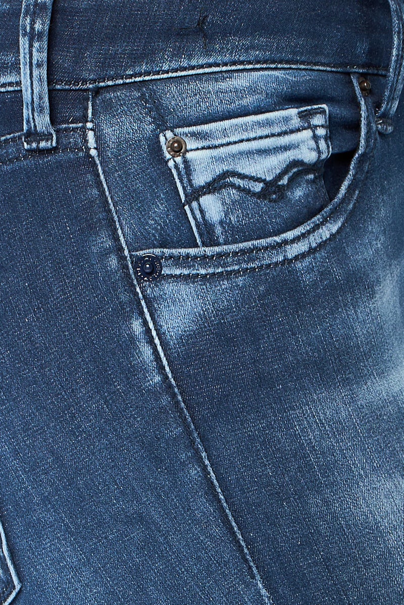 Replay Women Super Skinny Fit Washed Stretchable Jeans, Dark Blue - Image 3