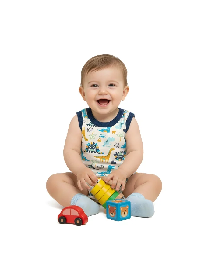 Bambimici Bambimici -  Baby Boy 2-Piece Dinosaur Romper Cool Dude Set - Multicolor