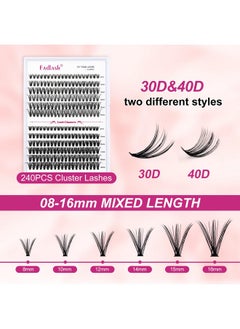 FADLASH FADLASH DIY Eyelash Extension Kit, 240Pcs Lash Clusters with Lash Bond and Seal, Clusters Eyelash Applicator Tool, D Curl DIY Lash Kit (30D+40D Kit)  - Image 3