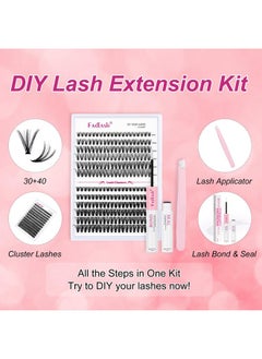 FADLASH FADLASH DIY Eyelash Extension Kit, 240Pcs Lash Clusters with Lash Bond and Seal, Clusters Eyelash Applicator Tool, D Curl DIY Lash Kit (30D+40D Kit)  - Image 2