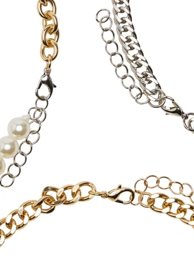 Parfois Multicolour Set Of Bicolor Link Necklaces With Pearls for Women | Best Price UAE