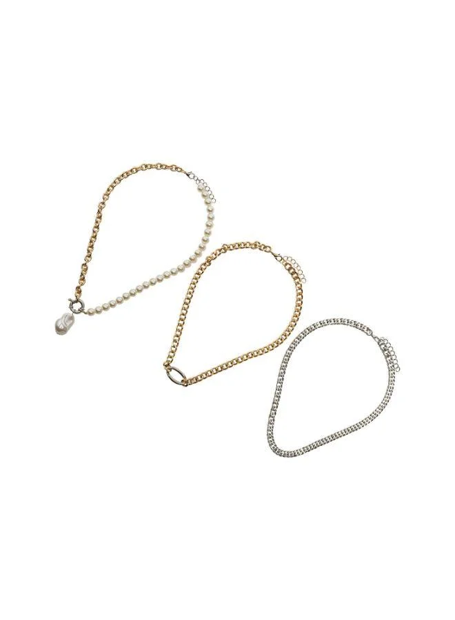 Parfois Multicolour Set Of Bicolor Link Necklaces With Pearls for Women | Best Price UAE