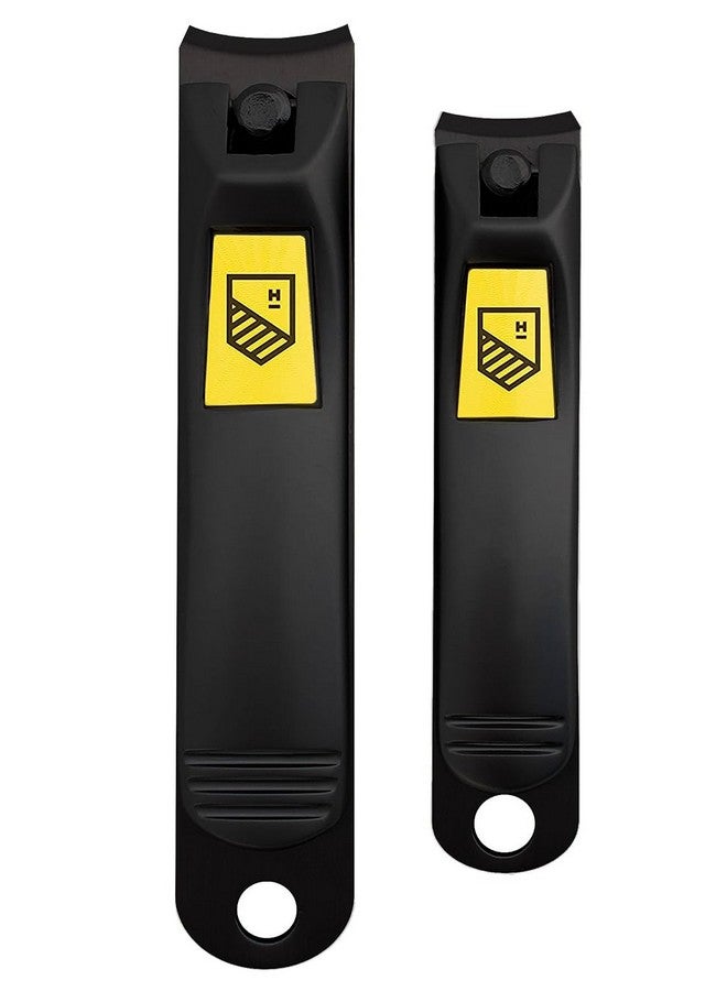 Harperton Nail Clippers Set - 2 Pack Stainless Steel Ingrown Toenail Tool, Professional Fingernail & Toenail Clippers for Thick Nails (Pedicure Nail Clippers) (Black) - Image 1