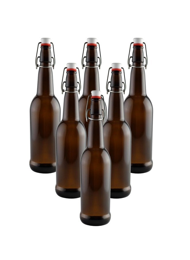 FastRack Swing Top Glass Bottles 16 oz - Pack of 6 | Amber Flip Top Glass Bottles with Airtight Lids | Resealable Grolsch-Style Fermentation Bottles for Kombucha, Beer, Mead, Soda, Vinegar & Water - Image 2
