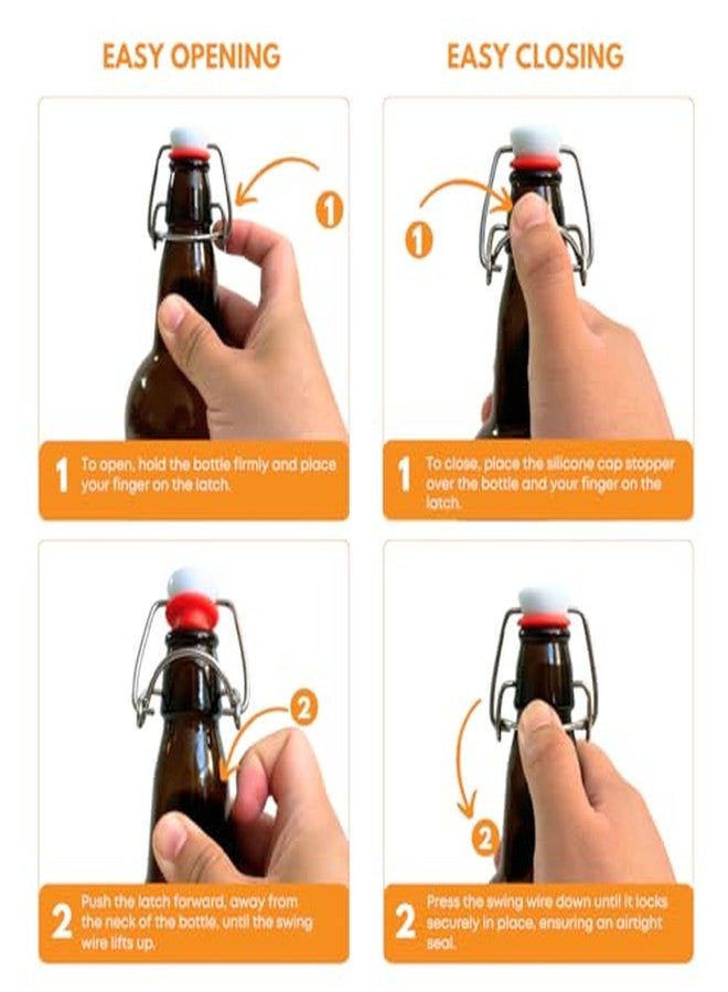 FastRack Swing Top Glass Bottles 16 oz - Pack of 6 | Amber Flip Top Glass Bottles with Airtight Lids | Resealable Grolsch-Style Fermentation Bottles for Kombucha, Beer, Mead, Soda, Vinegar & Water - Image 5