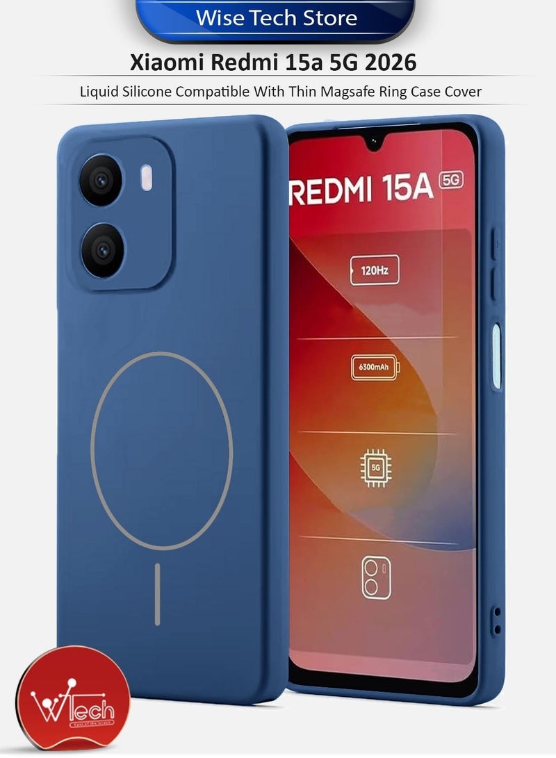 Wtech Xiaomi Redmi 15A 5G 2026 Premium Liquid Silicone Compatible With Thin Magsafe Ring Case Cover (MCMPMN) - Navy Blue & [2 PACK] Xiaomi Redmi 15A 5G 2026 Premium E2E Series Full Glue Full Cover Tempered Glass Screen Protector (MSGECN) - Clear/Black Bundle - Image 2